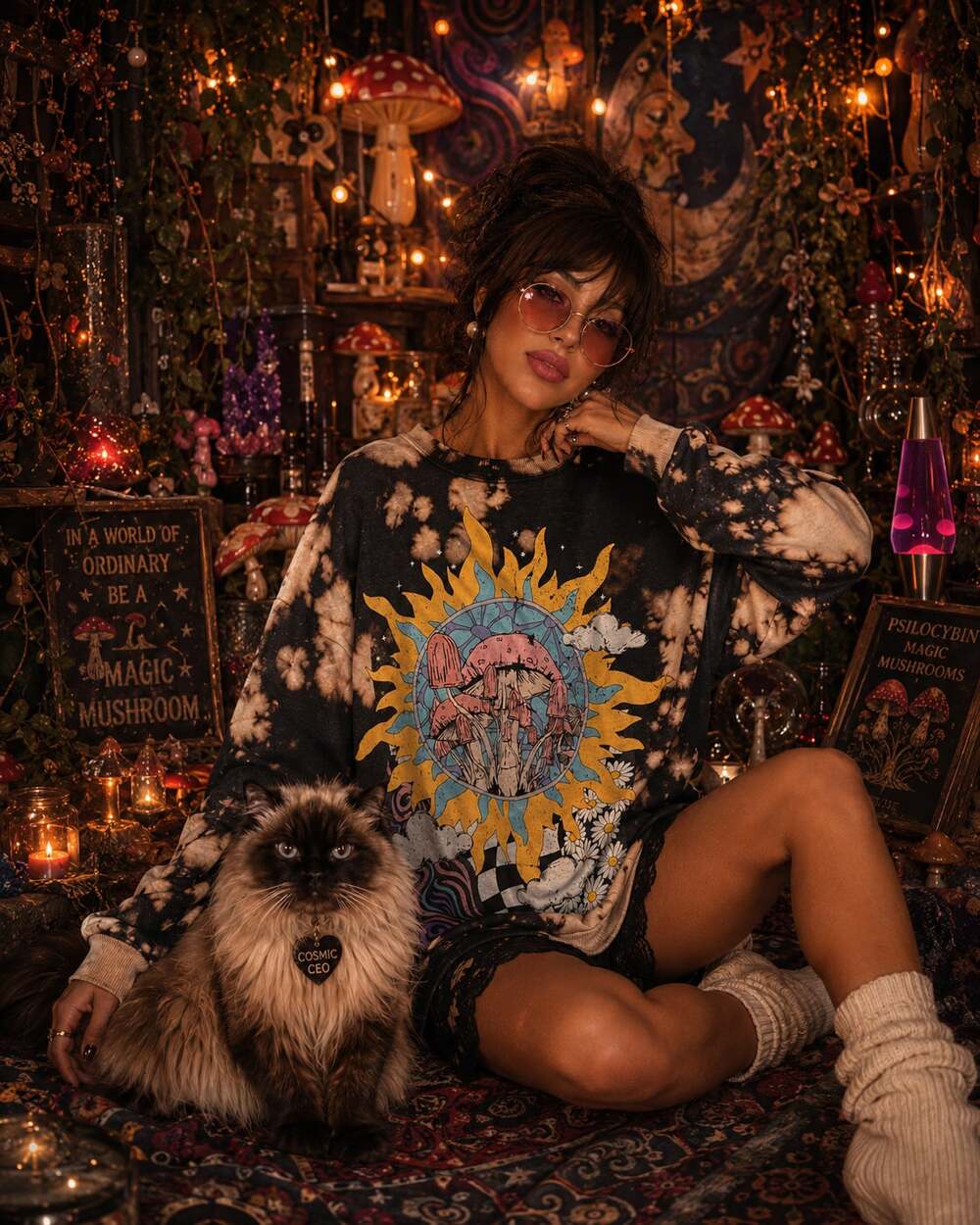 Mushroom Tye-Dye Sweatshirt Sz.M 7/8
